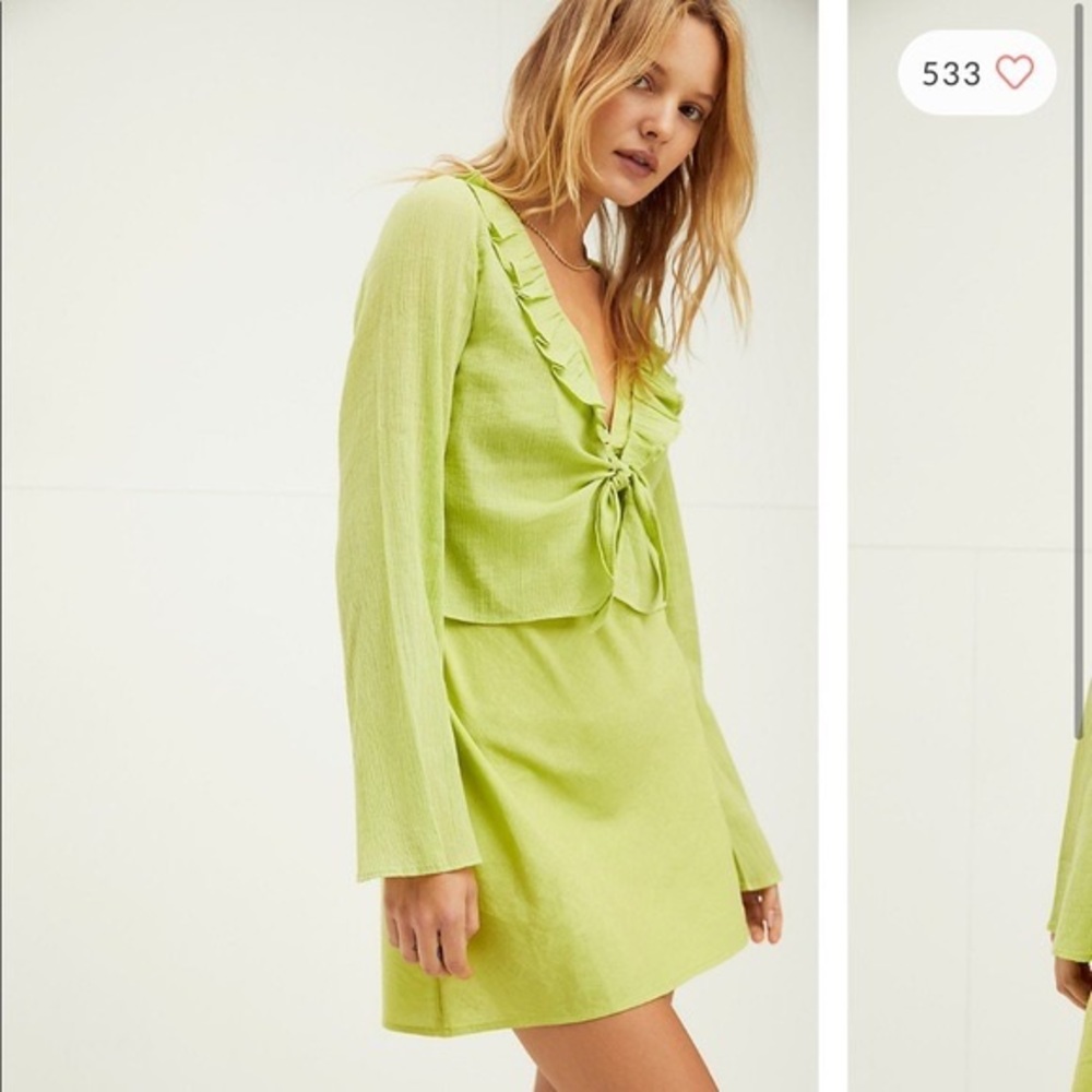 Free People Lisette Set in Lime Green NWT